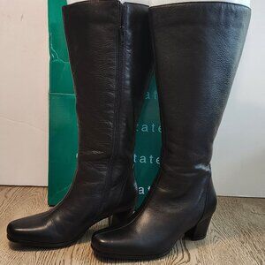 David Tate Tacoma Black Leather Boots Extra Wide Calf Size 8.5M Like New